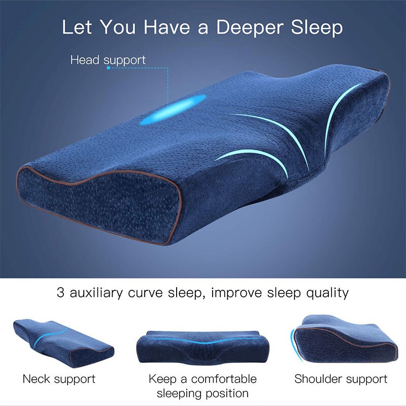 Ortopedyczna pianka zachowująca kształt poduszka ochrona szyi powolne powracanie robić kształtu poduszka w kształcie motyla zdrowie szyjki macicy pościel Dropshipping