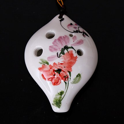 TNG – Ocarina en forme de cœur, croquis à main libre, fleur faite à la main, 6 trous en céramique, Instruments de musique pour débutants: SG Chrysanthemum