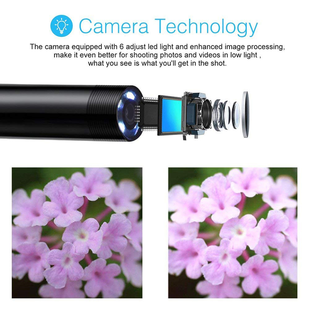 2m 1.5m 1m Mini 5.5mm Lens Snake Endoscope Camera Hard Semi-rigid Borescope Car Inspection Camera for Smartphone Android PC