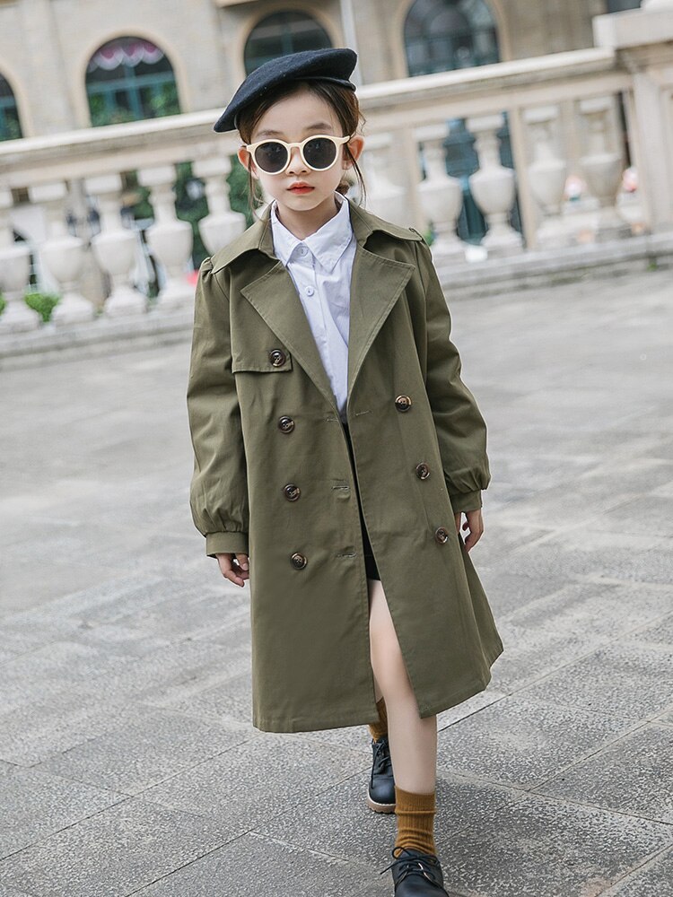 Gabardina Lisa para niñas, abrigos rompevientos de a la , prendas de vestir largas para adolescentes, tops 16y WS992, novedad de primavera y otoño de