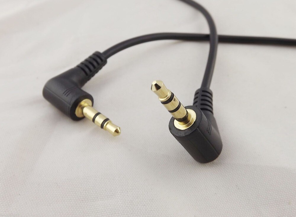 1 stuks Gold 3.5mm 1/8 "Male Haakse Naar Mannelijke Rechts Stereo AUX Audio Kabel 15cm 10cm