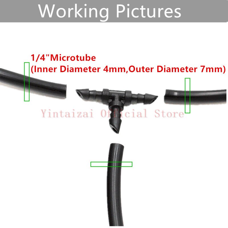 1/4" Insert Barb Connector Tee (7 x 4 mm) Barb Fittings Used To Connect 1/4" Micro Tubing Micro Drip Irrigation Fittings
