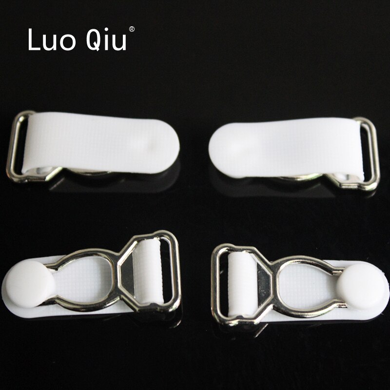 Luo Qiu 30 pcs/lot 1.2cm Silver Metal+white PP Garter clip Garment clips Clothing accessories Sewing Supplies