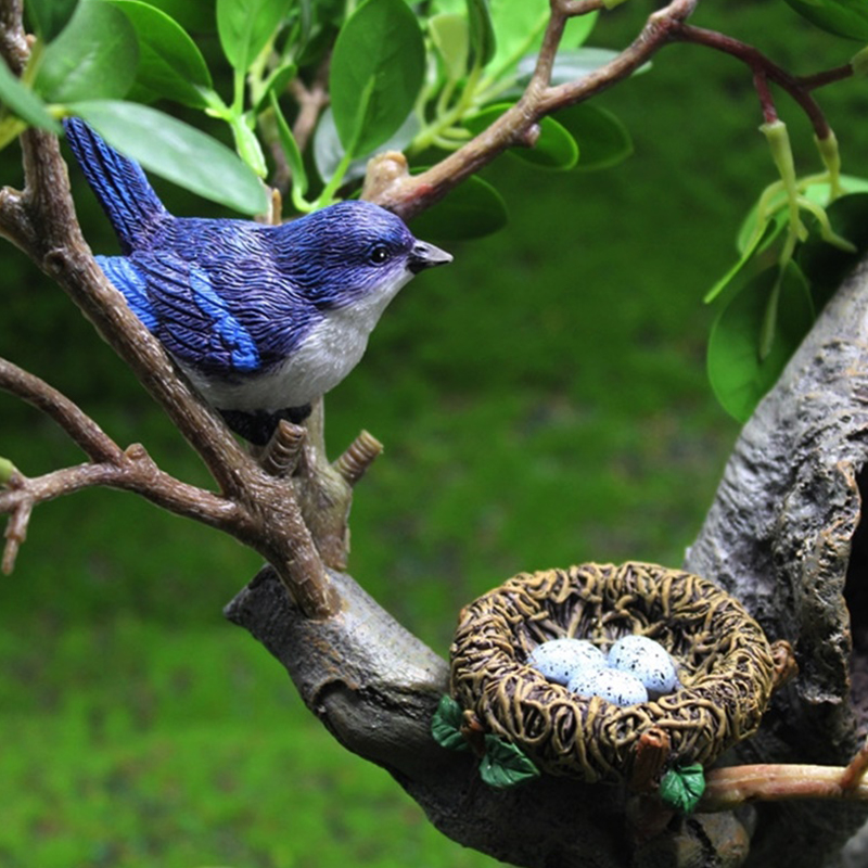 Birdie Beeldjes Tuinieren Ornamenten 4 stks/set Vogelnest Vogel Eieren Landschap Mini Bonsai Simulatie Model Poppenhuis Decor
