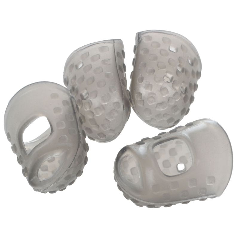 4 stuks zachte siliconen gitaar duim vinger plectrum beschermer vingertoppen (transparant xxs): Grijs xxs