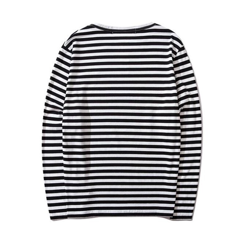 Spelen Mannen Vrouwen Gestreepte T-shirt Liefde Borduren Katoen Ronde Hals Lange Mouwen Rechte T-shirt Lente Zomer Paar T-shirt