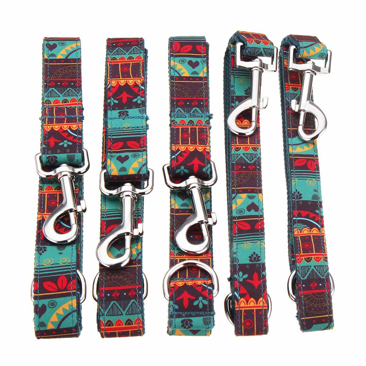 Colorful Printed Pet Dog Collar Leash Set Adjustable Cotton Training Lead Thicken 2.5mm Collar Leashes Kits 110-120cm