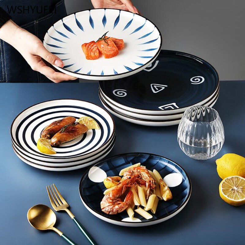 Japanese-style ceramic dinner plate serving dish cake disc western-style steak dish kitchen board snack dish salad bowl
