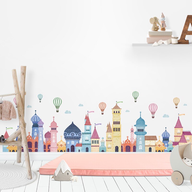 Abnehmbare nordisch Karikatur Schloss Zauberstab Aufkleber für freundlicher zimmer Kindergarten Kindergarten Zauberstab Abziehbilder Selbst-Klebstoff Vinyl PVC Zauberstab Wandmalereien