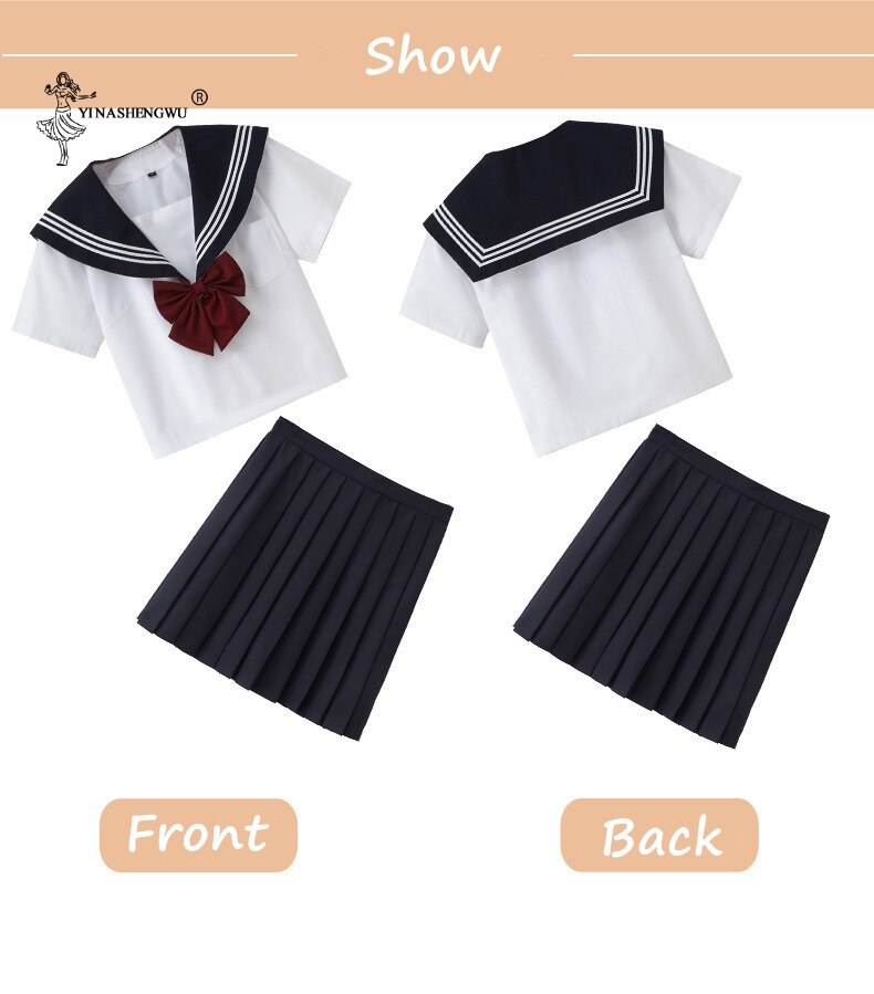 Uniformes escolares de manga corta para estudiantes, uniforme JK de Japón y Corea del Sur, traje de marinero para niños y niñas de escuela secundaria