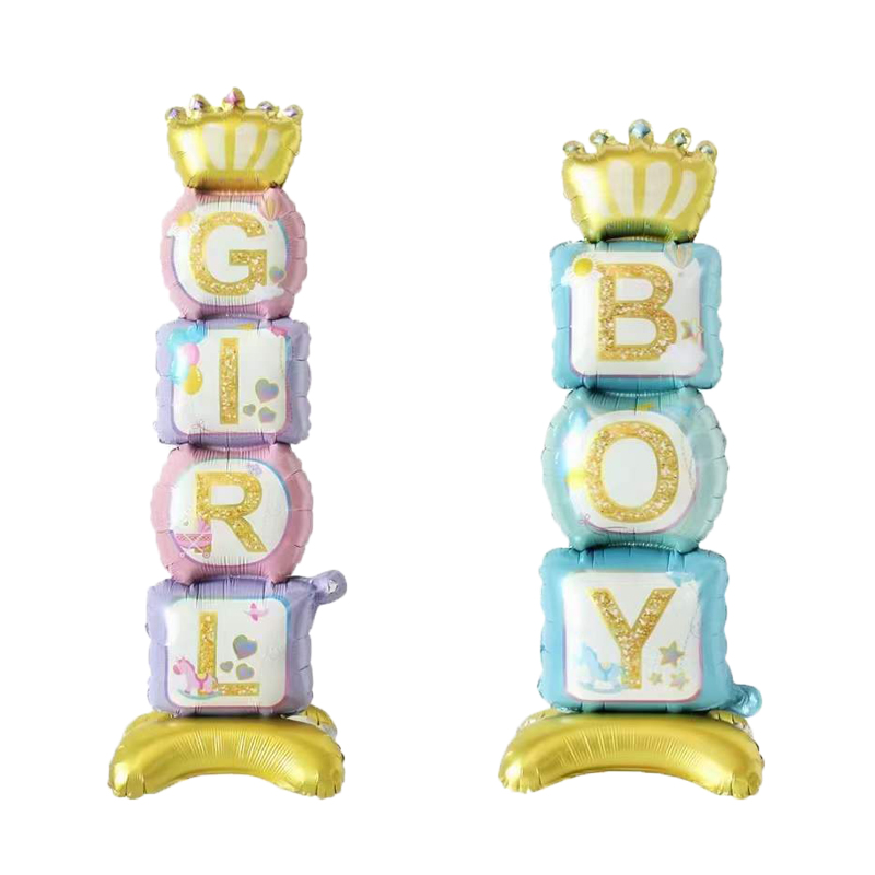 Corona Pedestal Niña Niño Globos de aluminio Baby SHowers Decoraciones para de primer cumpleaños