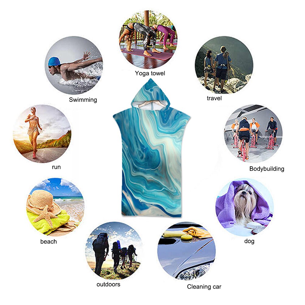 Microfiber Fabric Adult Bath Towels Beach Bathrobe Cloaks Hooded Swimming Pool Gym Fitness Bathing Wrap Towels