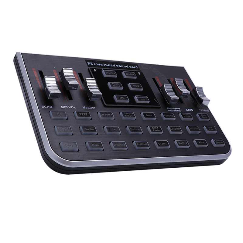 Multi-function F8 Microphone Sound Card USB Audio Live Broadcast Mixer Audio Digital for Karaoke Microphone System