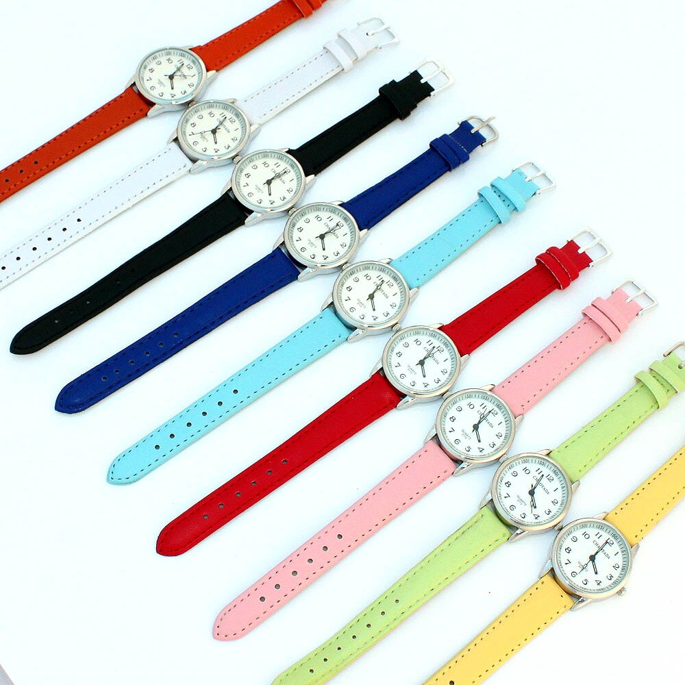 Chaoyada Art Uhren Mädchen Lederband Lernen Zeit freundlicher Uhr Studenten Quarz Armbanduhr Lässige freundlicher