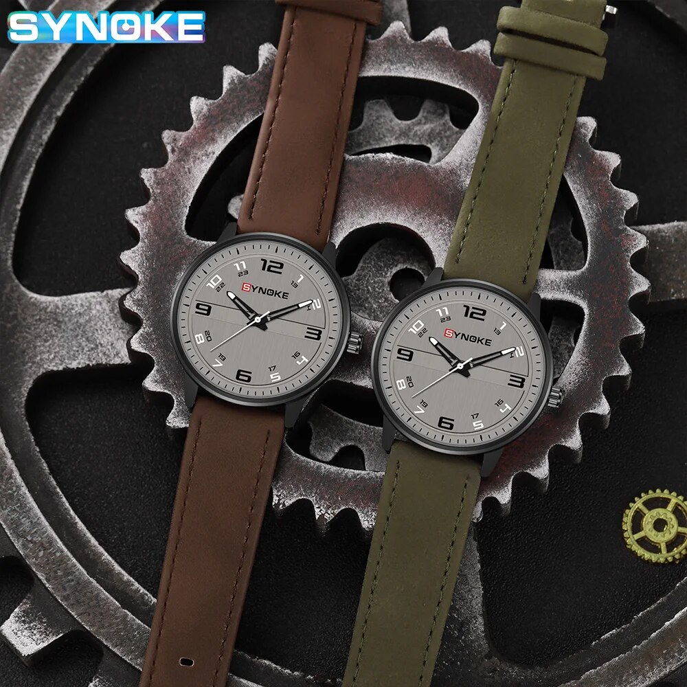 SYNOKE-reloj de cuarzo para hombre, cronógrafo Retro con correa de negocios, sencillo, deportivo, no mecánico