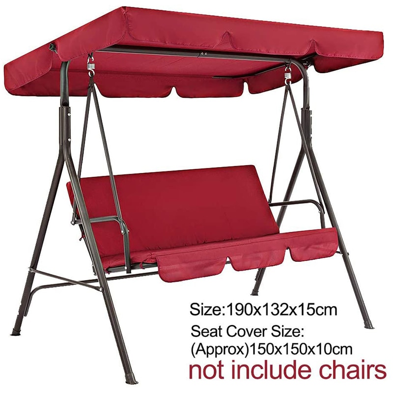 Terrassegynge 2 stk / sæt universal havestol støvtæt 3- personers udendørsbetræk vandtæt gyngestol topbetræk (rød)