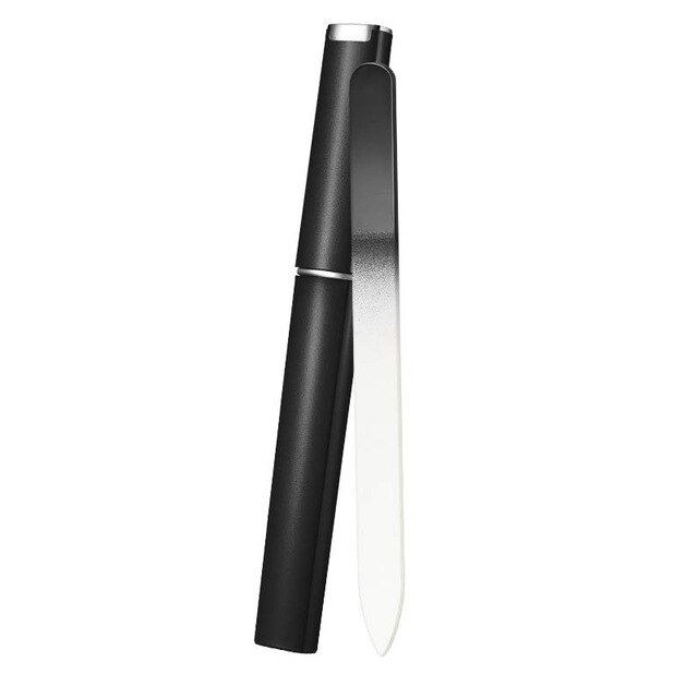 Premium glas neglefil med etui, krystal neglefil, salon manicure værktøj til naturlige negle, til kvinder piger: Sort