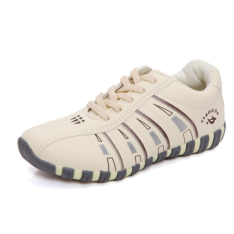 Str. 36-41 komfortable lav top sneakers letvægts kvindelige flats printing damer vilde sportssko kvinder walking sko afslappet: Beige sko til kvinder / 9.5