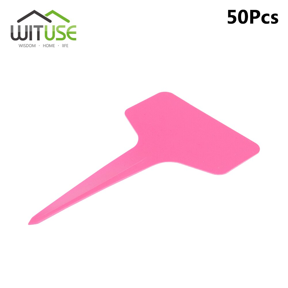 Etiquetas impermeables para vivero, tipo T, cinta de 3 tipos de plástico, para flores y plantas gruesas, bandeja, Mark para herramientas de jardín, 50/100 Uds.: T-type Pink