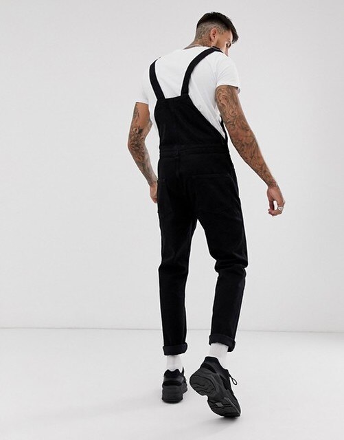 Rompers suit mænd jeans jumpsuit bomuld casual casual denim sorte bukser overalls hip hop legetøj store plus size
