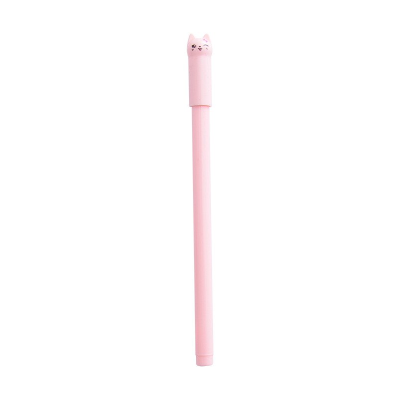1PC Kawaii lindo tinta negra, pluma de Gel con de gato 0,5 mmCartoon de plástico bolígrafos de Gel para escribir la escuela, la Oficina suministros de papelería: Rosa