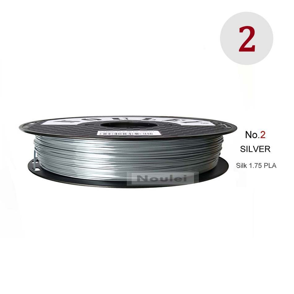 Noulei 3D Print Gloeidraad 1.75 Mm Pla Zijdeachtige Goud 0.5Kg Zijde Als Voelen Rijke Glans Koper Gouden Zilver 500G Printer Materialen: Zilver