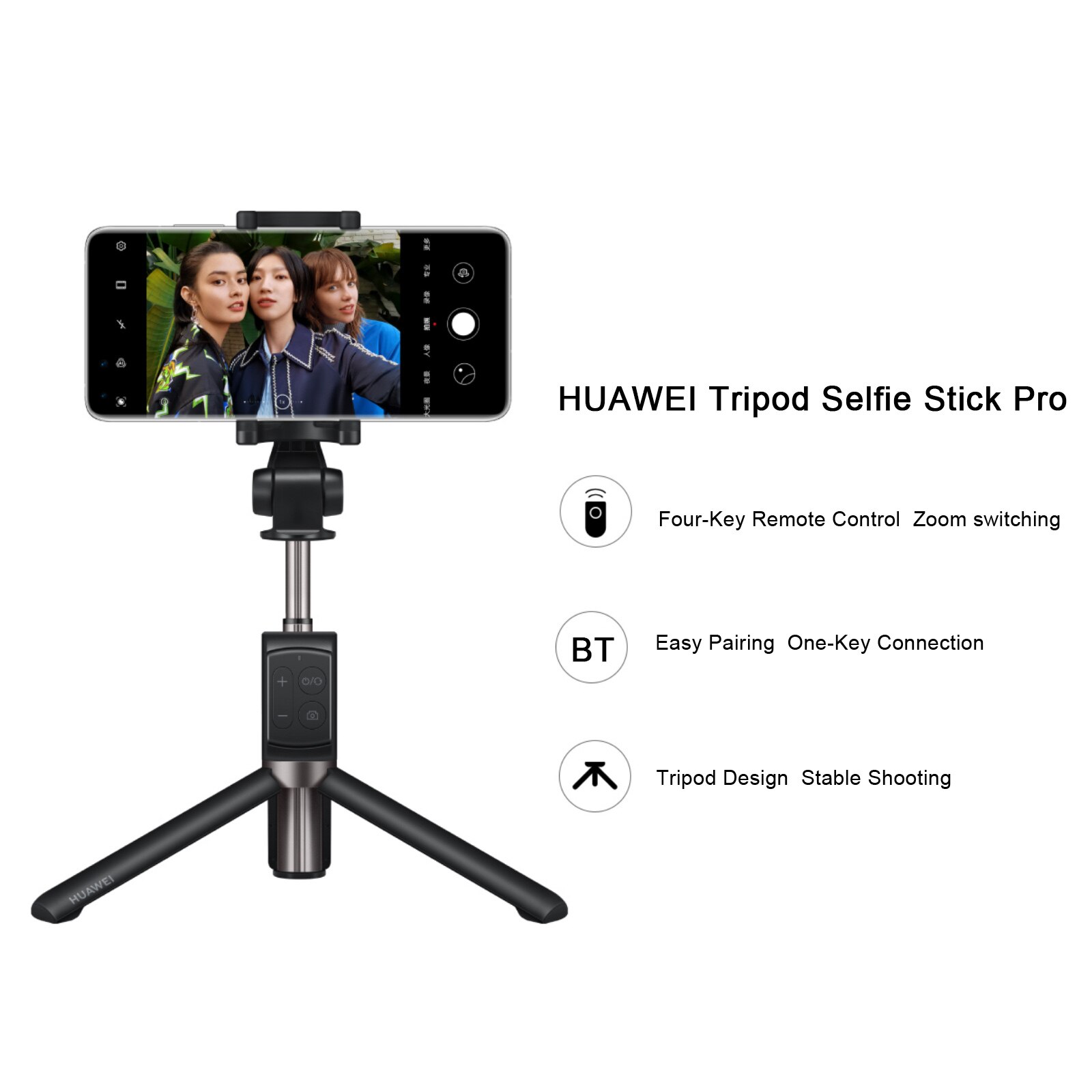 Huawei Honor Selfie Stick Tripod Pro Portable Wireless Monopod With Bluetooth Remote Zoom Control For HUAWEI Phone Stand Holder