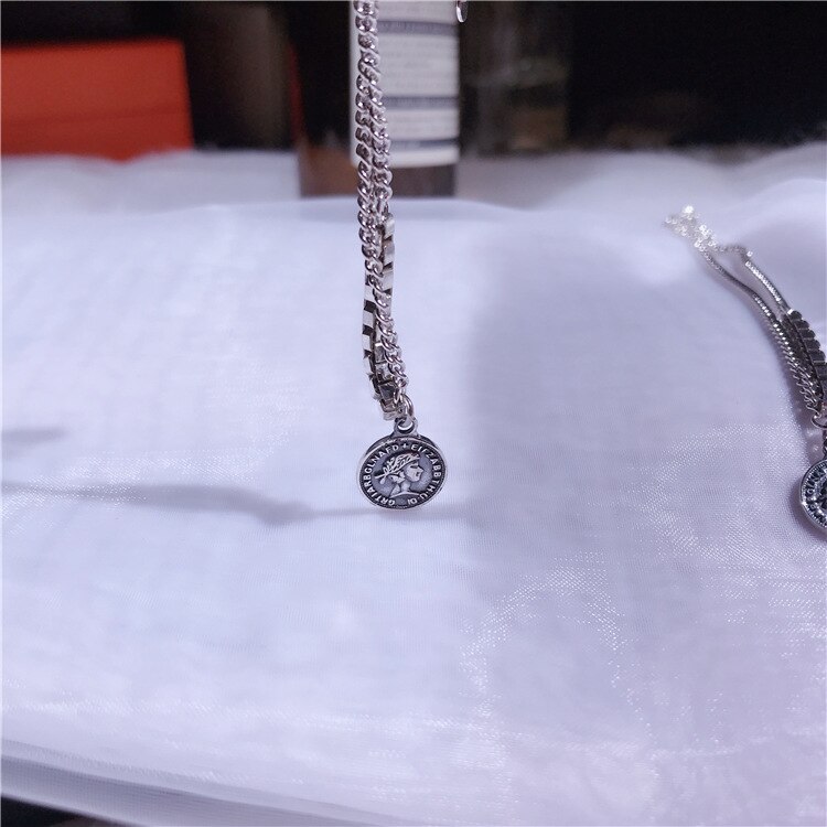Trendy Het Hoofd Van Koningin Hanger Anklebracelet Echt 925 Sterling Zilveren Vrouwen Enkelband