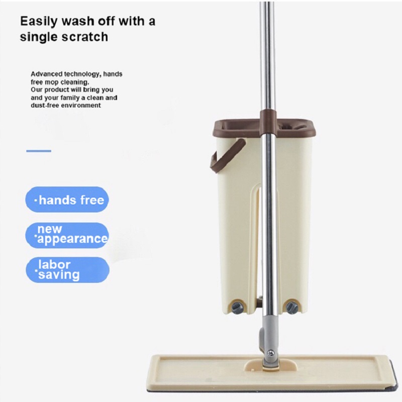 Mopa escurridor cubo con 2 uds fregona cojines 360 ° de cabeza giratoria fácil mopa plana limpiadora y cubos de Handwash libre mojado piso seco