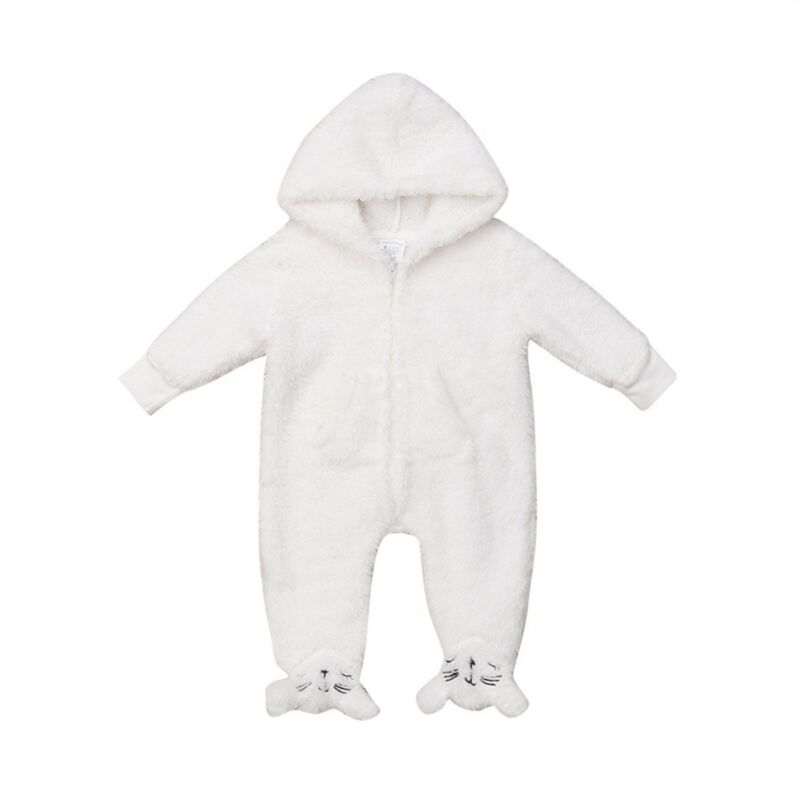 Goocheer Herfst Hooded Lange Mouw Jumpsuit Voet Solid White Pocket Jongens Meisjes Kleding Outfits Kleding Pasgeboren Baby Romper