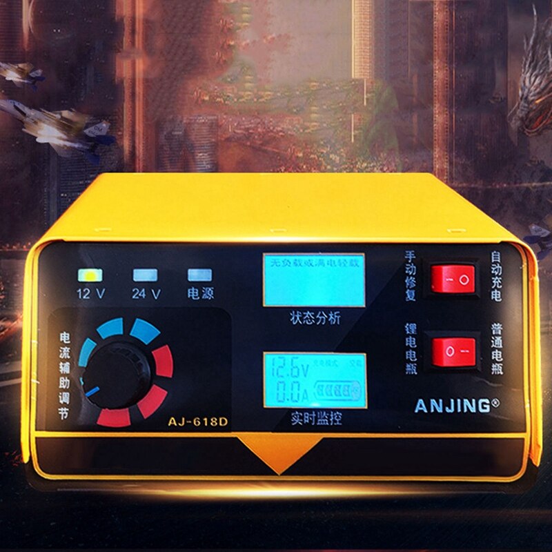 Auto acculader 12v 24v volautomatische motorfiets elektrische 400ah auto acculader geluidsarm + adapter eu stekker