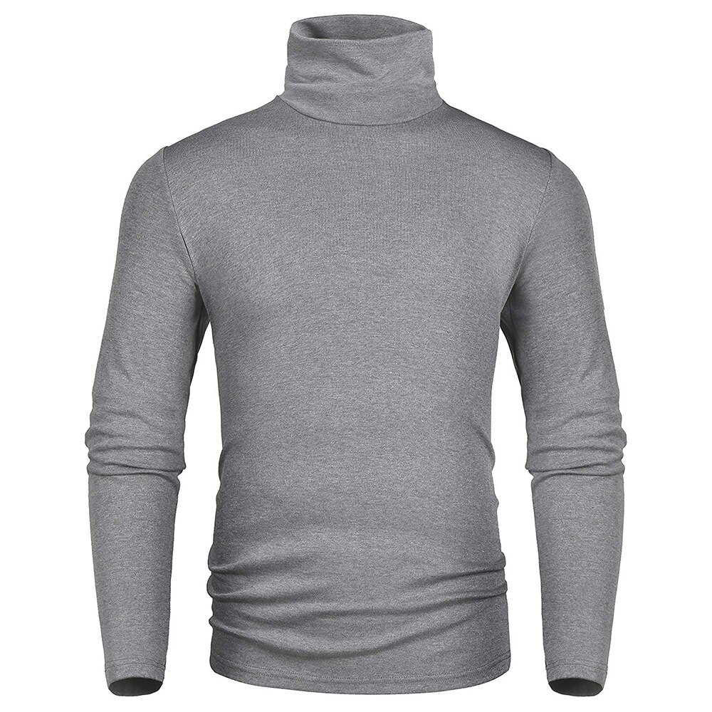 Sfit Male Turtleneck Long-sleeve T-shirt Thermal Underwear Autumn Winter Men's Clothing Basic Turtleneck Shirt Slim: gray / S M