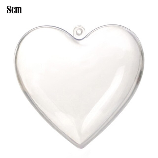 Clear Fillable Heart Baubles Plastic Wedding Favours Christmas Decoration Love: 8cm