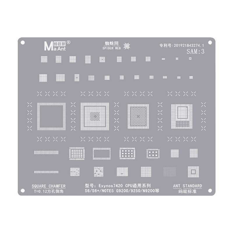 Plantilla Maant para teléfonos móviles Samsung, A10, A70, A51, Note10, S10, S9, Exynos7870, 7904, 9610, CPU Reballing, SM5713, S2MU005X03: SAM 3
