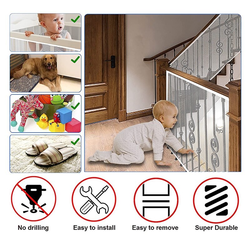Stairway Net - Baby Safety Rail - Balcony Railing Guard Banister Proofing Stair Net For Child, Pet- Indoor &amp; Outdoo