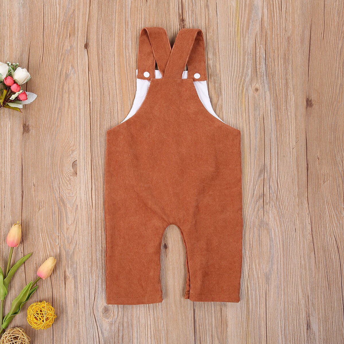 Peuter Baby Corduroy Romper Baby Jongen Meisje Jarretel Riem Broek Met Voorvak Effen Kleur Knop Jumpsuit Voor Lente Herfst