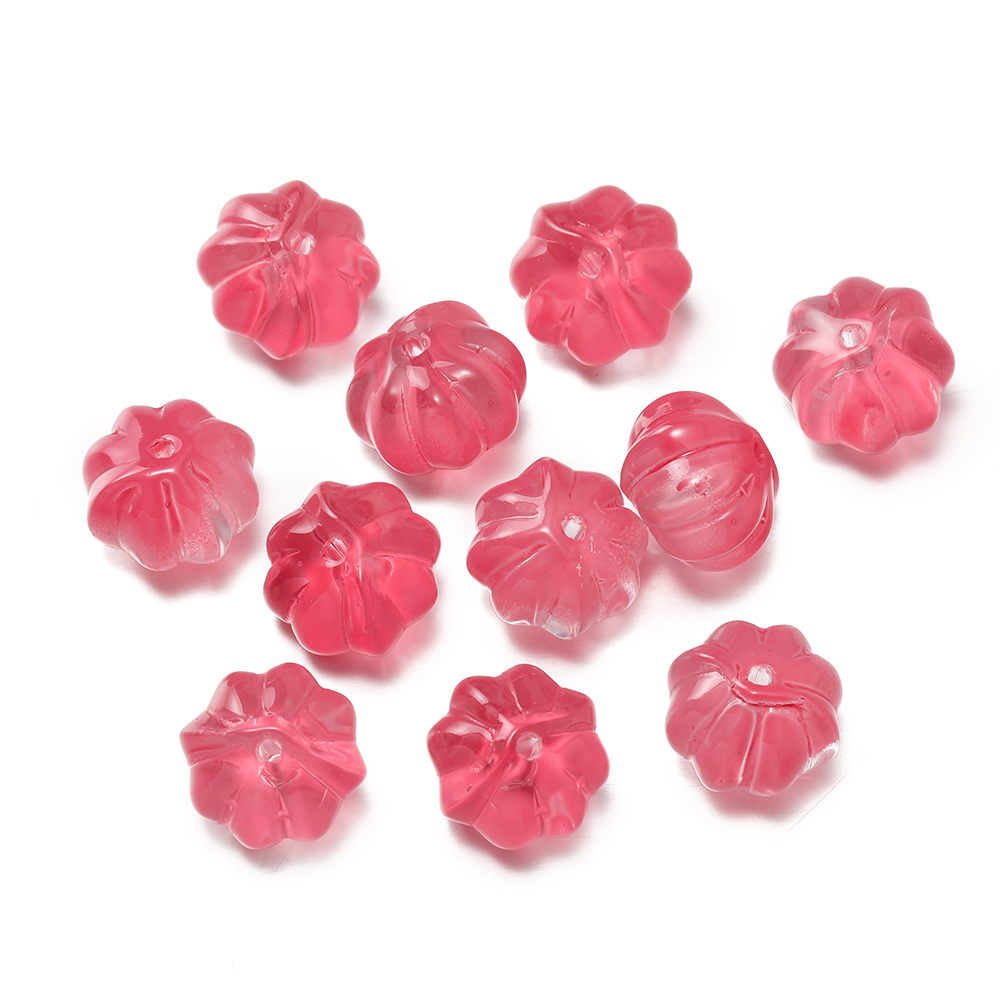 30 unids/pack de cuentas de calabaza de cristal, cuentas espaciadoras sueltas para pulsera, collar, pendientes, llavero, accesorios para hacer joyería hechos a mano DIY: Rosa