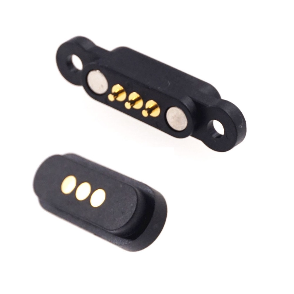 5 Pairs Spring Loaded Pogo Pin Connector 3 Pin 2 Pairs Magnets 3 P Pitch 2.3 mm Through Holes PCB solder Male Female Probe