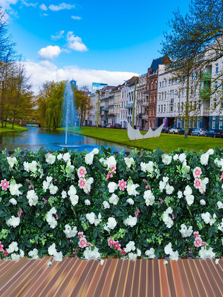 40x60CM Artificial Rose Fence Plant Hedge Panel UV Protected Privacy Fence Screen For Outdoor Backyard Garden Decoration Fence