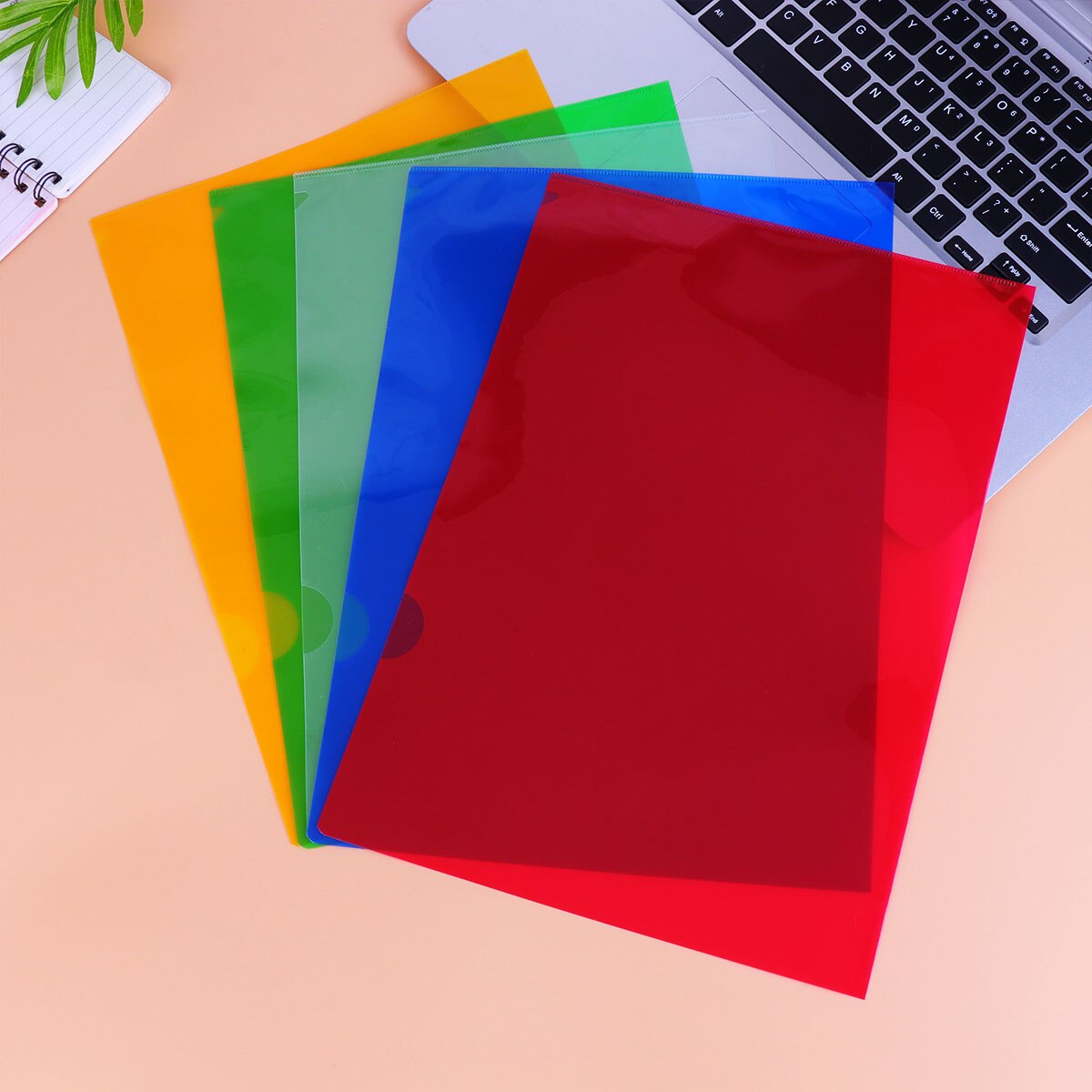 20pcs Office Document Folder Single Page Paper Folder Shape Plastic Folder (Mixed Color)