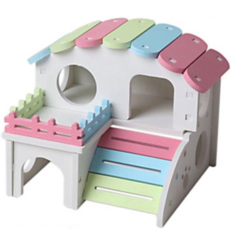 Leuke Houten Hamster Hideout Creatieve Hamster Villa Kleine Huisdier Hideout Hamster Huis Dier Slapen Kooien Accessoires: 1