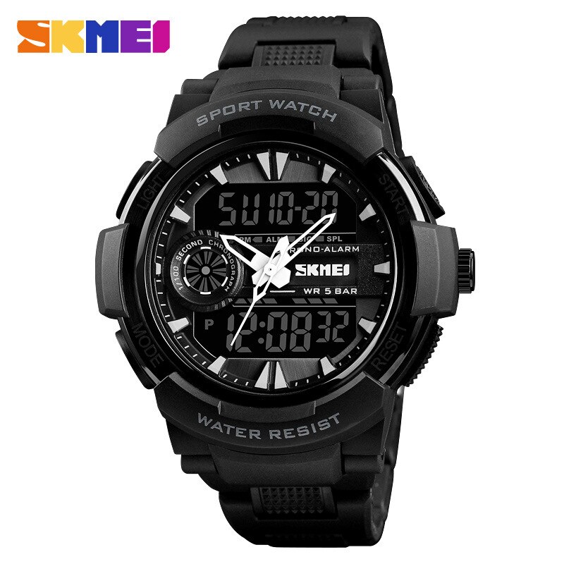 Skmei 1320 Mannen Dubbele Quartz Horloge Rubber Belt Outdoor Sport Water Lichtgevende Horloge: Overigen
