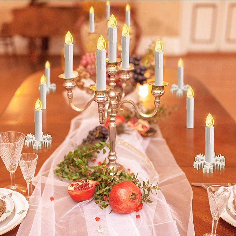 30Pcs LED Cone Candle Christmas Tree Decoration Light Wedding Party Home Flameless Remote Control Flicker Candle Led Lamp