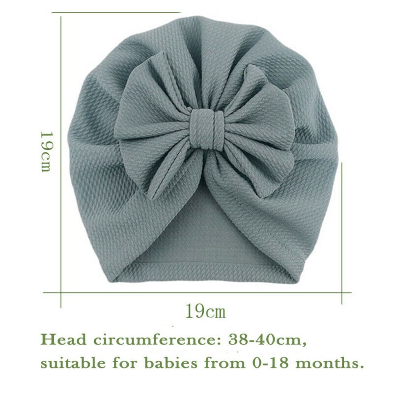 Emmababy Cute Baby Girls Bow Turban Hat Toddler Kids Head Wrap Hijab Solid Headband Cap 0-18 Months.