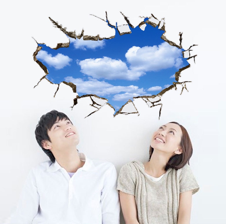 3d sky clounds and moon wall sticker wall decor blue sky waterproof bedroom wall stickers can living room