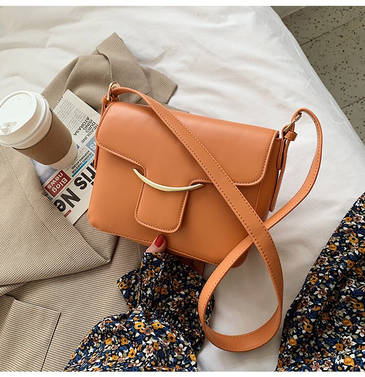 White Crossbody Bags For Women Small Handbag Cute Bag PU Leather Solid Color Hand Bag Ladies Evening Bags: Orange