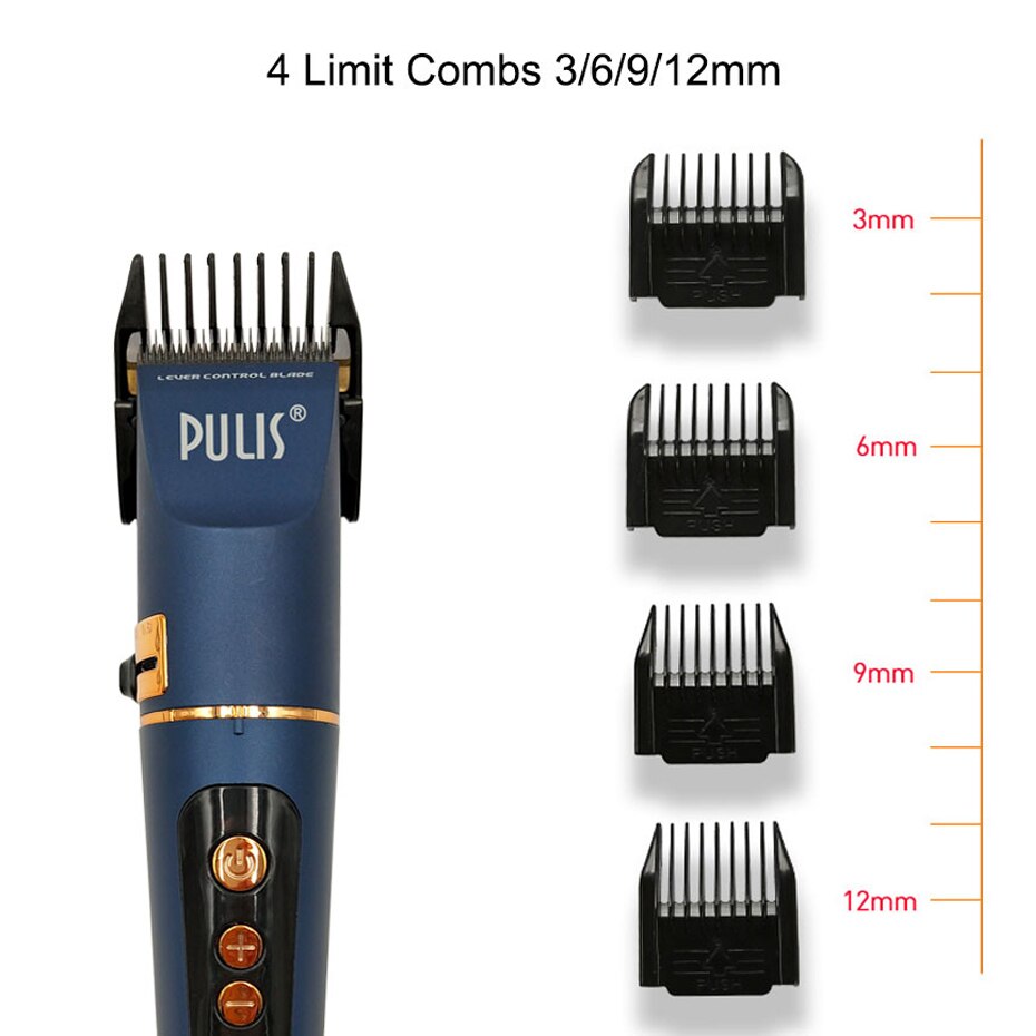 PULIS Professionele Tondeuse 2500 mAh Oplaadbare Tondeuse Mannen Kapsel Machine Keramische Blade Krachtige Motor 4 Limiet Kammen