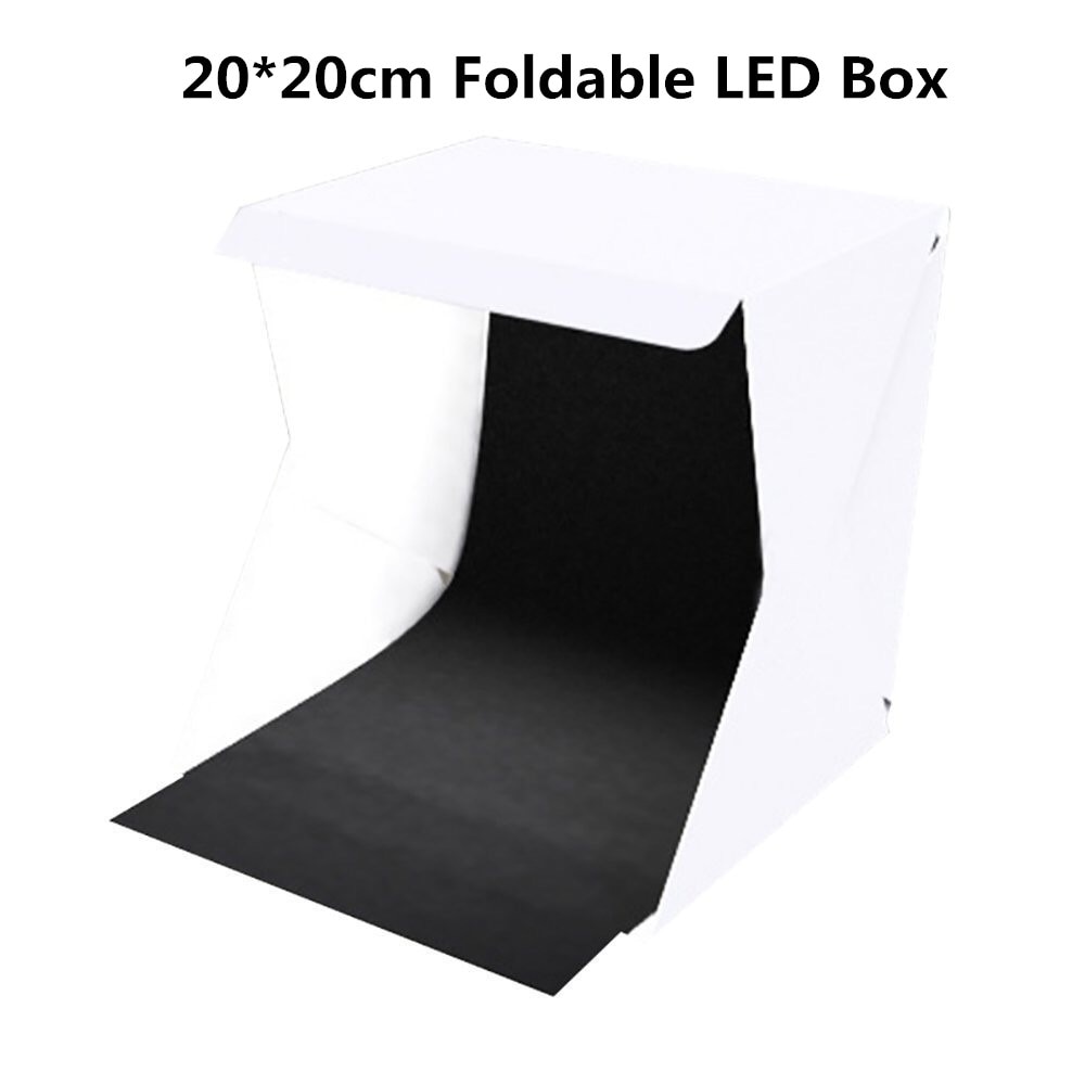 20*20 cm LED Lightbox met 2 EVA Achtergronden Mini Opvouwbare Studio Diffuse Soft Box Fotografie Achtergrond Fotostudio doos