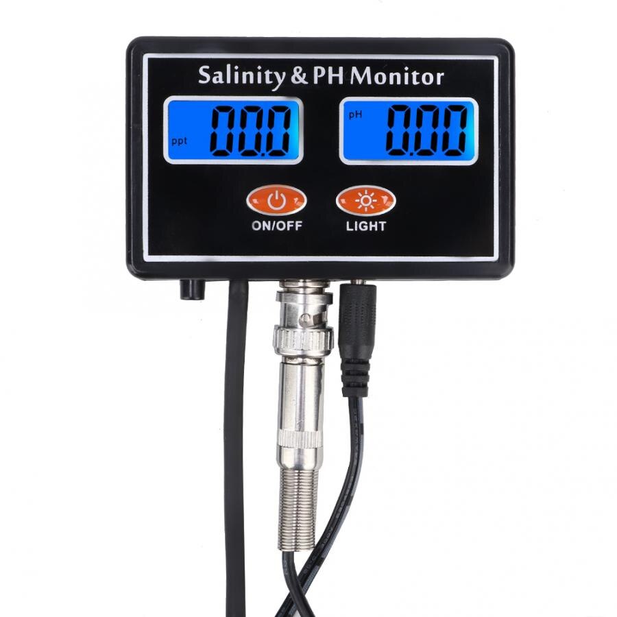 Salinity Tester 2in 1 Online PH and Salinity Monitor PH Meter Salinity Tester for Aquarium Pool Water Tester EU 220V