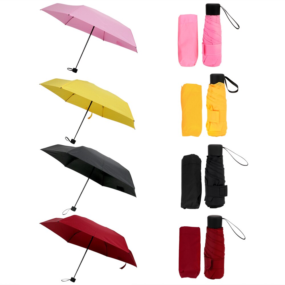Waterdichte Draagbare Reizen Paraplu Vijf maal paraplu Anti-Uv 4 Kleuren Mini Pocket Parasol Opvouwbare Paraplu Mode Ultralight